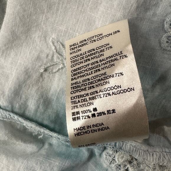 Anthropologie X-Small Top Tie-Dye Floral Embroidered Keyhole V-Neck Eyelet Lace - Picture 12 of 12